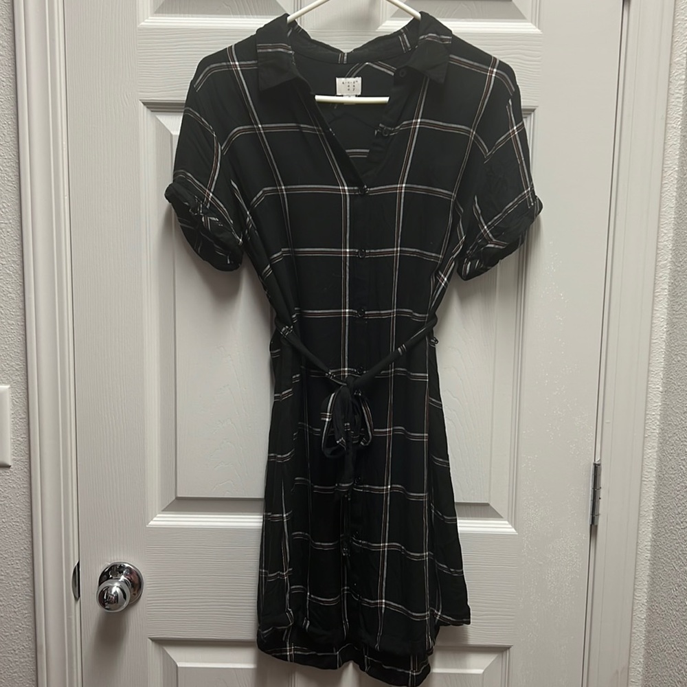 A New Day Dress - black, white, orange